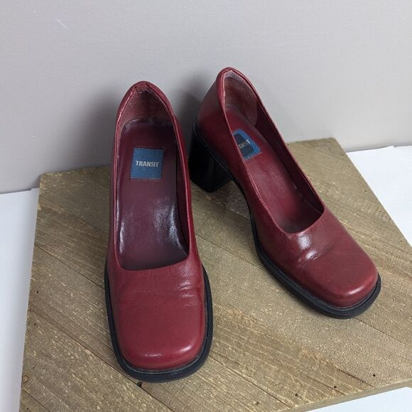 Red leather Chucky loafers, vintage 90s leather shoes transit size 7 - Picture 4 of 10